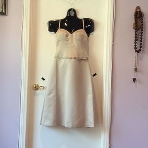 BCBG NWOT Cocktail Structure Shimmer Sand Corset Dress